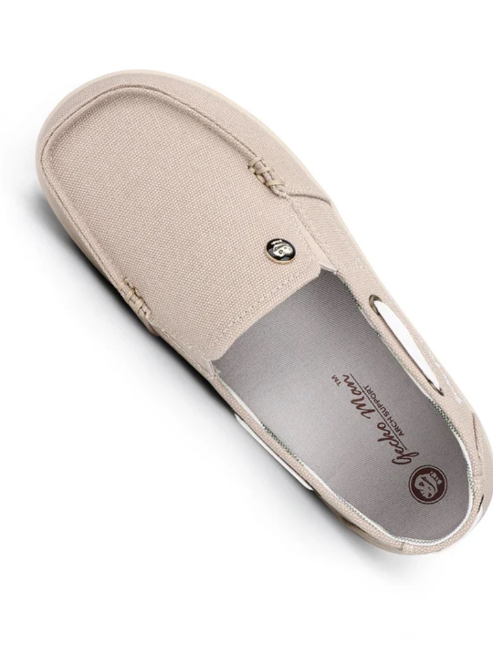 GECKO MAN Canvas Loafer Shoes Women's (Sz 7.5) Beige - Picture 3 of 6